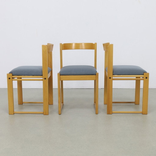 3X Chaise de salle à manger vintage nouvellement tapissée