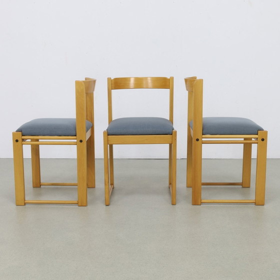 Image 1 of 3X Chaise de salle à manger vintage nouvellement tapissée