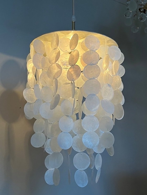 Image 1 of Lampe pendante Capiz Lampe Vintage Gold Pearl Shells