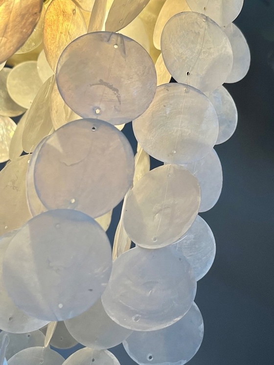 Image 1 of Lampe pendante Capiz Lampe Vintage Gold Pearl Shells