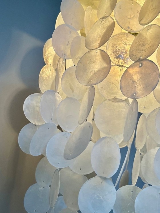 Image 1 of Lampe pendante Capiz Lampe Vintage Gold Pearl Shells