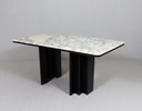 Mid Century Table de salle à manger avec plateau en marbre de Carrare, Italie, années 1970