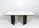 Mid Century Table de salle à manger avec plateau en marbre de Carrare, Italie, années 1970