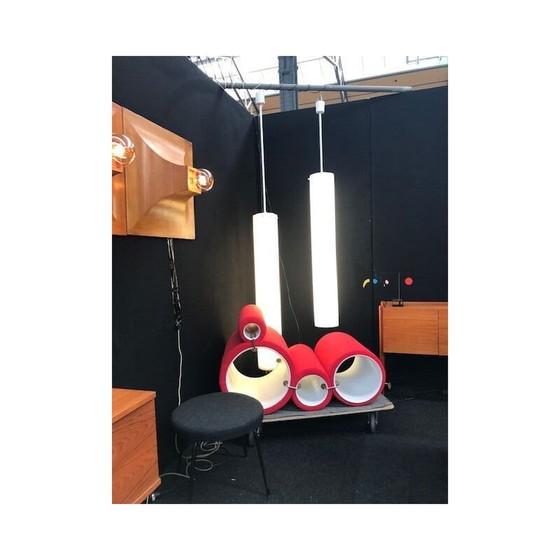 Image 1 of Paire de plafonniers à tubes vintage en blanc, 1960