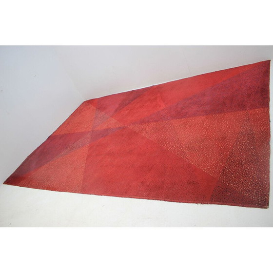 Image 1 of Tapis géométrique vintage en laine rouge, 1970