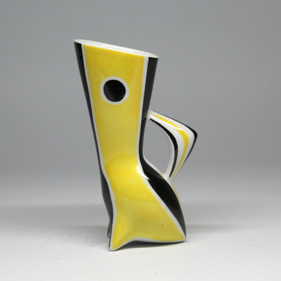 Image 1 of Vase Vintage • Série "Wasp" N&B • János Török • Zsolnay • 1950
