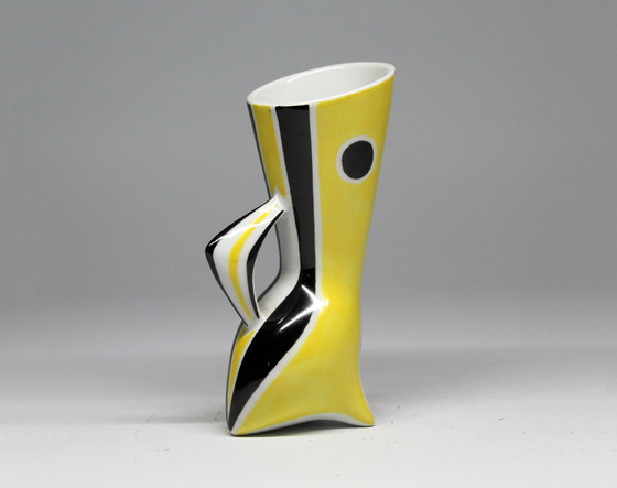 Image 1 of Vase Vintage • Série "Wasp" N&B • János Török • Zsolnay • 1950