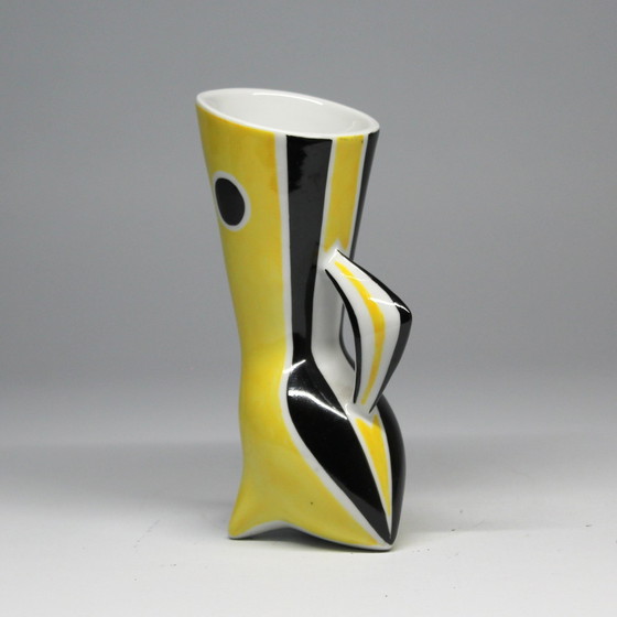 Image 1 of Vase Vintage • Série "Wasp" N&B • János Török • Zsolnay • 1950