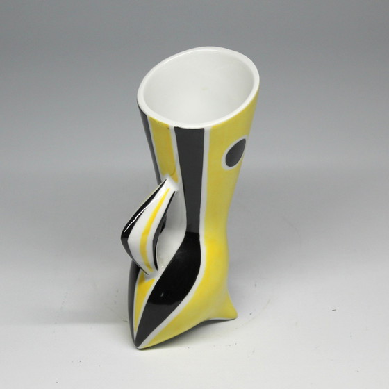 Image 1 of Vase Vintage • Série "Wasp" N&B • János Török • Zsolnay • 1950