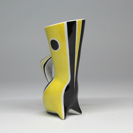 Image 1 of Vase Vintage • Série "Wasp" N&B • János Török • Zsolnay • 1950