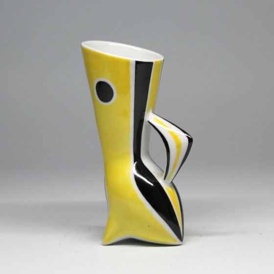Image 1 of Vase Vintage • Série "Wasp" N&B • János Török • Zsolnay • 1950