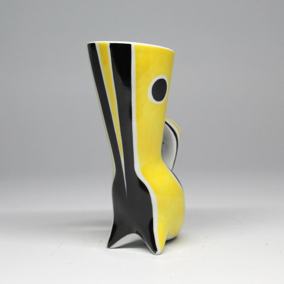 Image 1 of Vase Vintage • Série "Wasp" N&B • János Török • Zsolnay • 1950