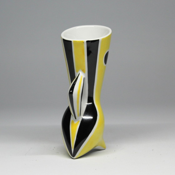 Image 1 of Vase Vintage • Série "Wasp" N&B • János Török • Zsolnay • 1950