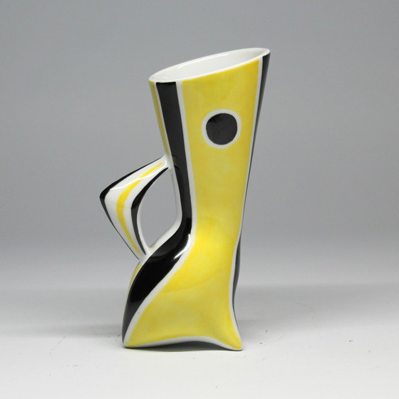 Image 1 of Vase Vintage • Série "Wasp" N&B • János Török • Zsolnay • 1950