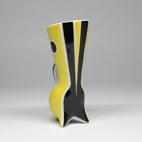 Image 1 of Vase Vintage • Série "Wasp" N&B • János Török • Zsolnay • 1950