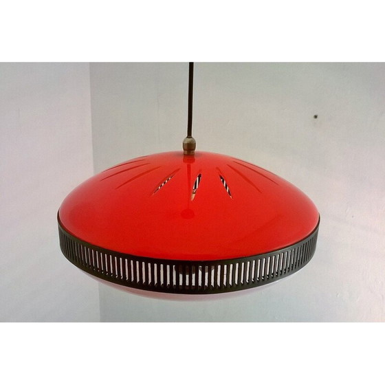 Image 1 of Suspension vintage en plexiglas rouge, Italie 1950