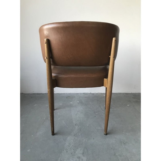Image 1 of Fauteuil vintage en skaï brun, 1950