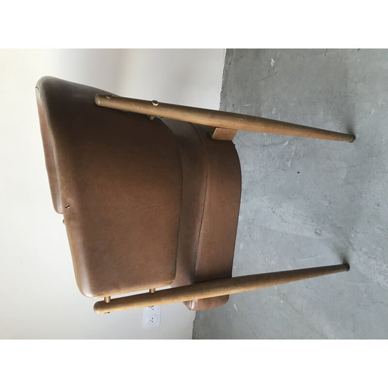 Image 1 of Fauteuil vintage en skaï brun, 1950