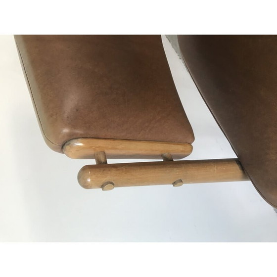 Image 1 of Fauteuil vintage en skaï brun, 1950