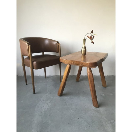 Image 1 of Fauteuil vintage en skaï brun, 1950