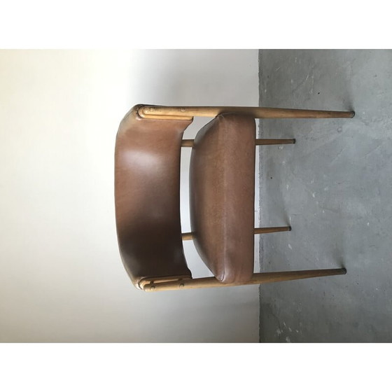 Image 1 of Fauteuil vintage en skaï brun, 1950