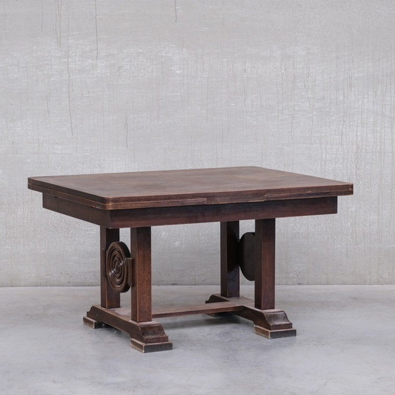 Image 1 of Table de salle à manger à rallonge en bois de chêne, France 1940s