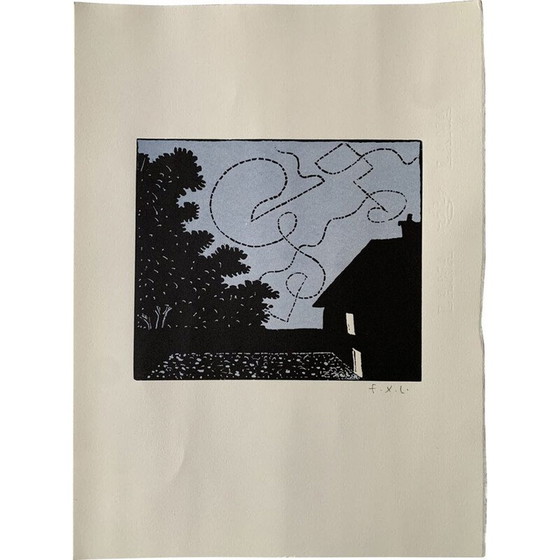 Image 1 of Peinture à l'huile vintage de la chauve-souris par François-Xavier Lalanne, 2003