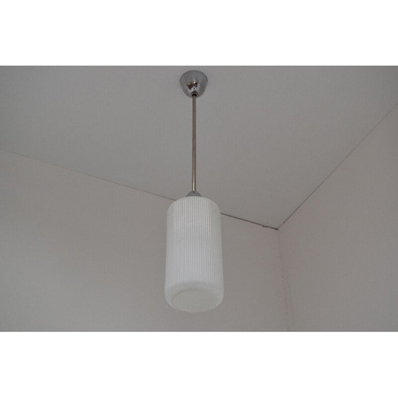 Image 1 of Lampe suspendue vintage en verre et métal, Tchécoslovaquie 1970