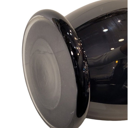 Vase vintage "Makora Krosno" en verre soufflé noir, Pologne 1970