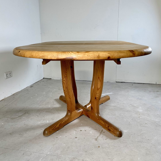 Image 1 of Table de salle à manger ovale en pin avec rallonge, scandinave