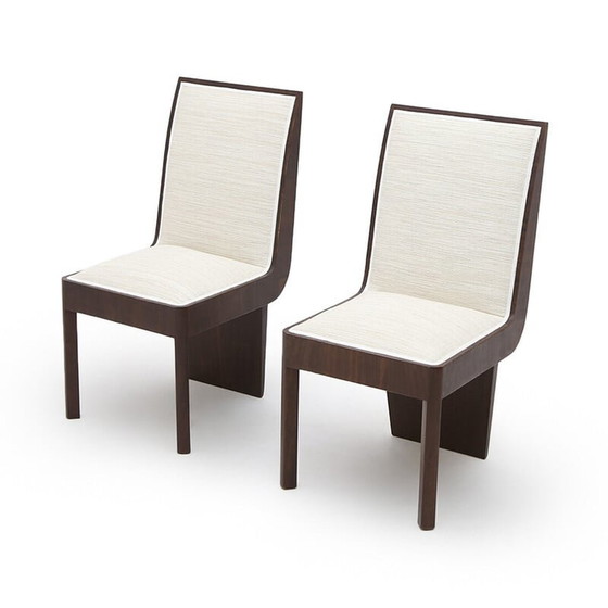 Image 1 of Paire de chaises vintage en bruyère et tissu, années 1940