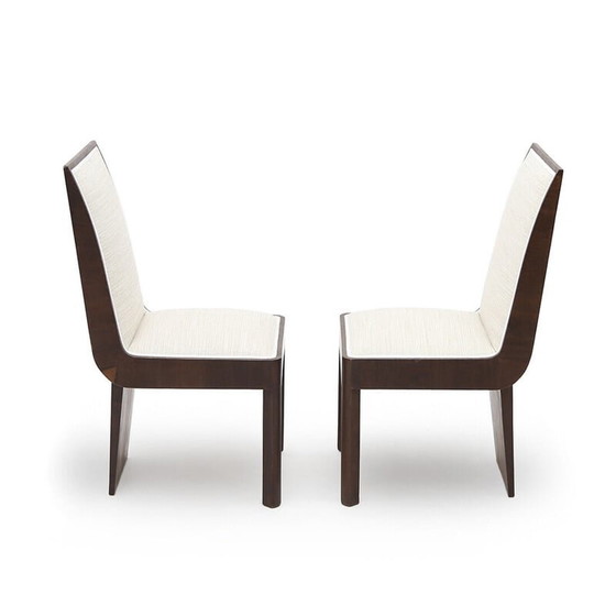 Image 1 of Paire de chaises vintage en bruyère et tissu, années 1940