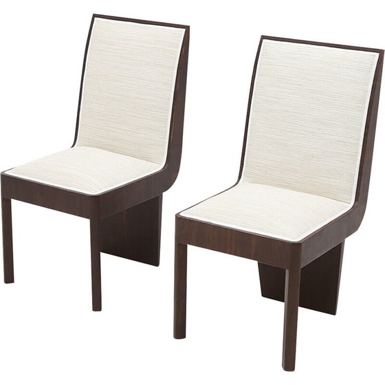 Image 1 of Paire de chaises vintage en bruyère et tissu, années 1940