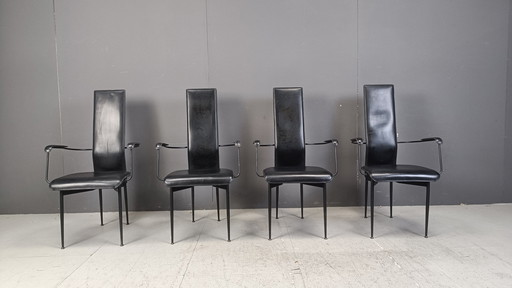 Chaises de salle à manger vintage S44 par Giancarlo Vegni pour Fasem, ensemble de 4, années 1980