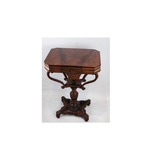 Image 1 of Table de couture vintage en acajou sur pilier, années 1840