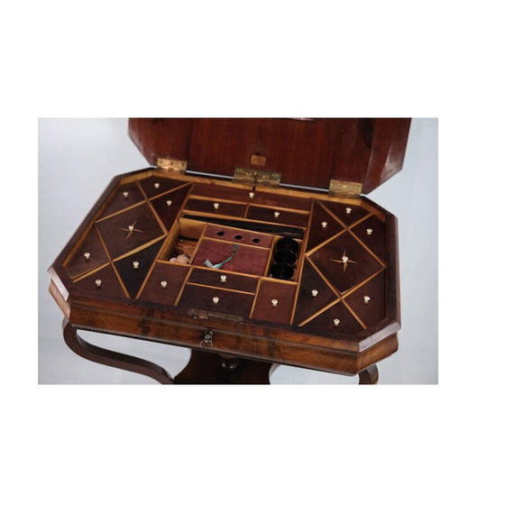 Image 1 of Table de couture vintage en acajou sur pilier, années 1840