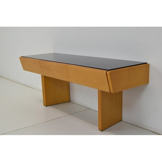 Image 1 of Table de nuit en bois et verre du Mid Century, Tchécoslovaquie années 1960