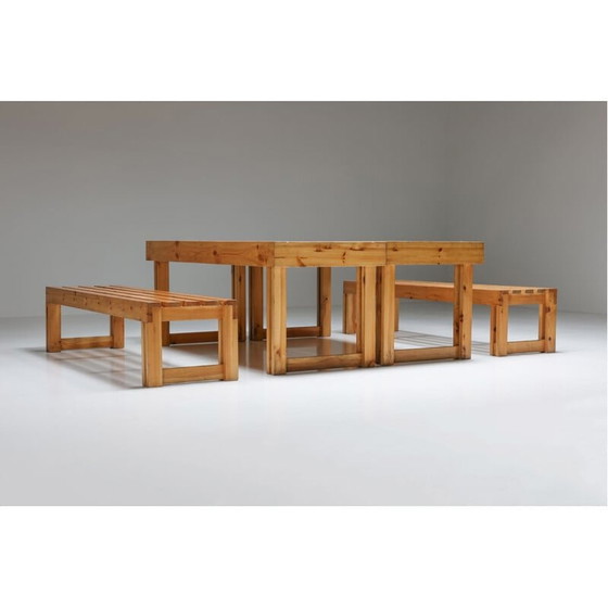 Image 1 of Banc et table en pin Vineyard vintage italien, 1960