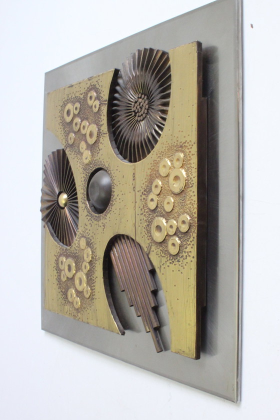 Image 1 of Composition murale brutaliste en cuivre, 1970S