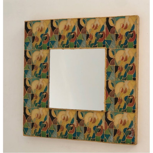 Miroir en céramique vintage, France 1970