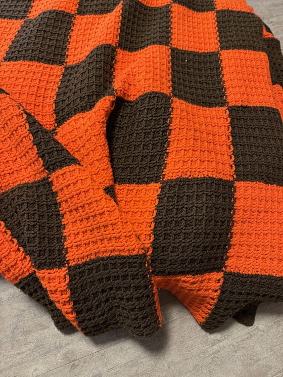 Image 1 of Grand rouleau Vintage / Plaid Orange / Marron 60s / 70s