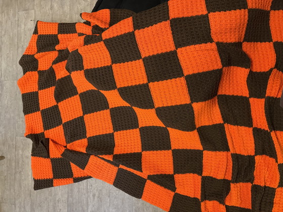 Image 1 of Grand rouleau Vintage / Plaid Orange / Marron 60s / 70s