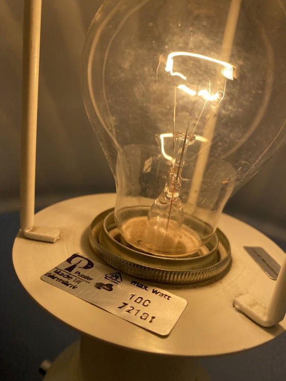 Image 1 of Grande lampe de table en verre zébré blanc Peill and Putzler Mushroom Xl
