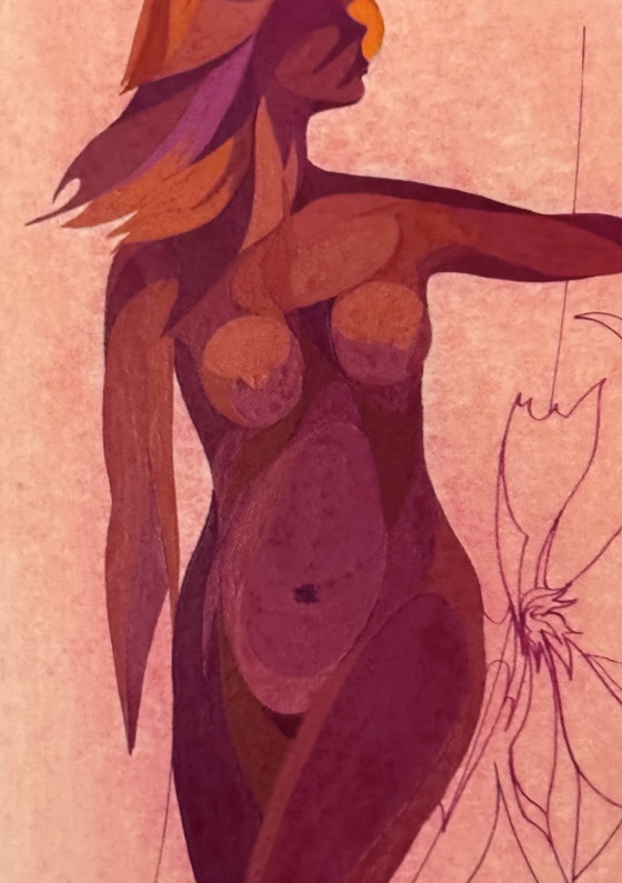 Image 1 of Eugene Eechaut ( 1928-2019 ) Magnifique Peinture À La Gouache Femme Nue Abstraite / Galerie Pfeiffer Bruxelles