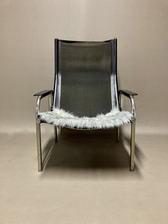 Image 1 of Fauteuil Relax Inclinable Cuir Noir Design "Hans Eichenberger" 1960