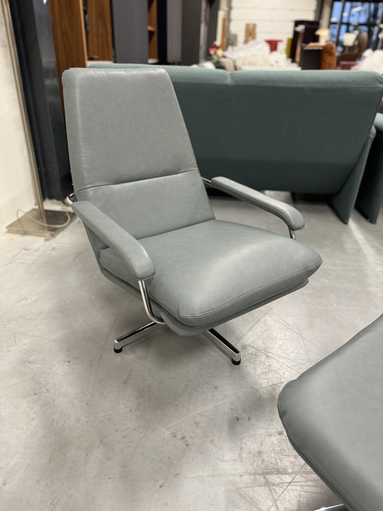 Image 1 of Gelderland 400 Fauteuil avec cuir bleu Hocker