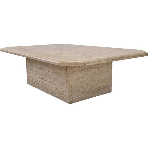 Table basse vintage italienne en travertin, 1980