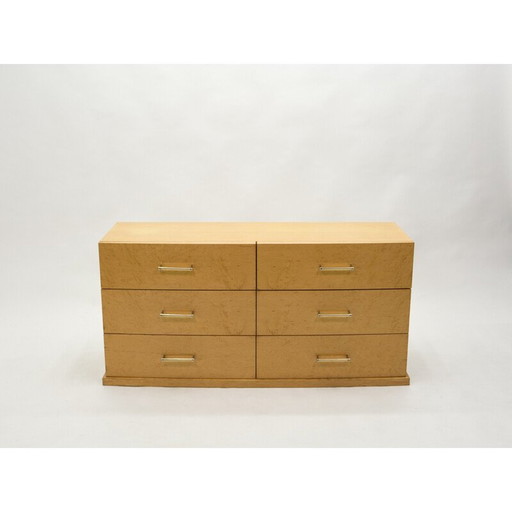 Commode vintage art déco avec poignées en laiton en sycomore, 1940