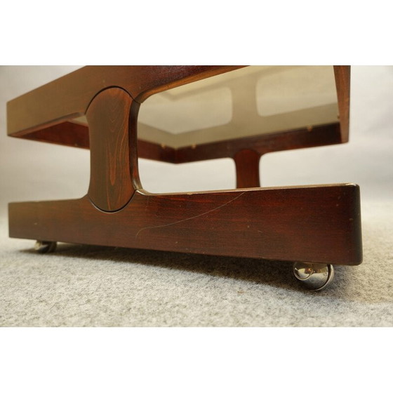 Image 1 of Table basse vintage en bois d'acajou et verre, Allemagne 1970