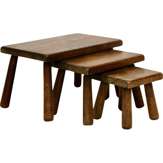 Image 1 of Tables gigognes vintage en chêne foncé, France 1960
